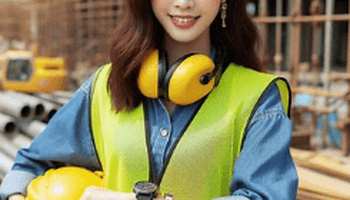 construction worker wearing high visibility safety vest on jobsite