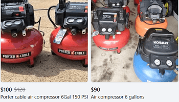 An illustration of Air compressor for sale in marketplace.