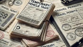 Heavy equipment loaded on a trailer for transport with a temporary trip permit