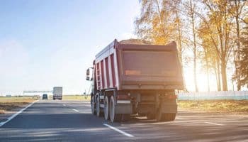 Dump truck on the road.